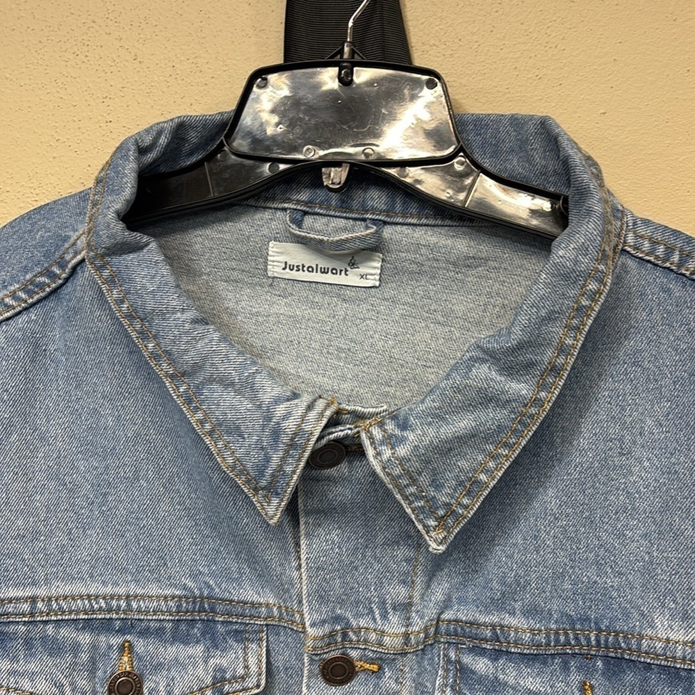 Justalwart trucker denim jacket viscose blended button down coat XL - Picture 6 of 15